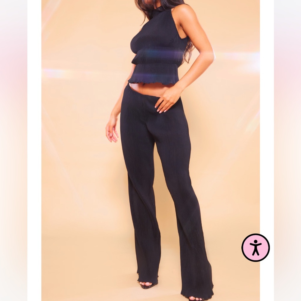 Pretty Little Thing Black Plisse Set
